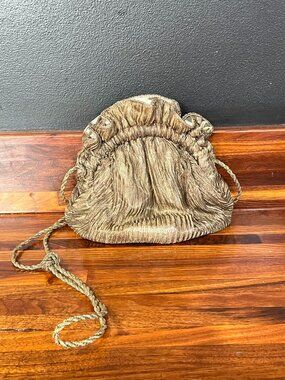 Vintage Grace Chuang New York Metallic Gold Chiffon Corded Shoulder Purse